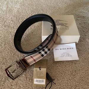 Mens Burberry Belt -silver buckle